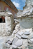  Ladakh - Lamayuru gompa, chortens and mani walls with graved stones